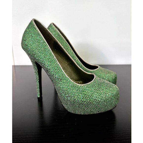 Bettie Page Green Platform Heels - Picture 1 of 16